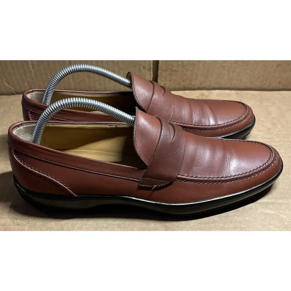 Salvatore Ferragamo Brown Leather Penny Loafers Mens Size 8 Fast Shipping